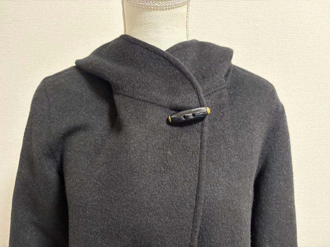 23区 アンゴラ混フーデットコート 38 ブラック オンワード樫山 ロング