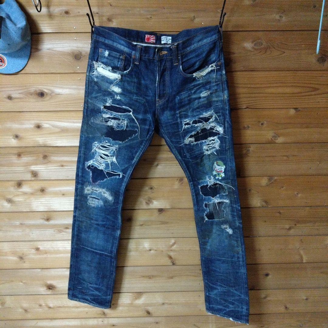 PRPS NOIR ダメージ加工 デニムパンツ ジーンズ 32 紫製品 PRPS NOIR ダメージ加工 デニムパンツ ジーンズ 32 紫製品