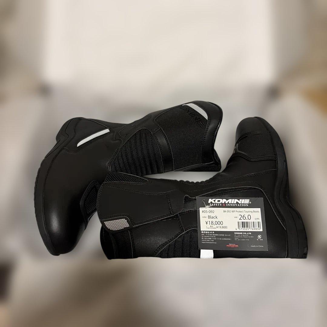 新品 KOMINE ライディングブーツ ブラック 26.0cm BK-092