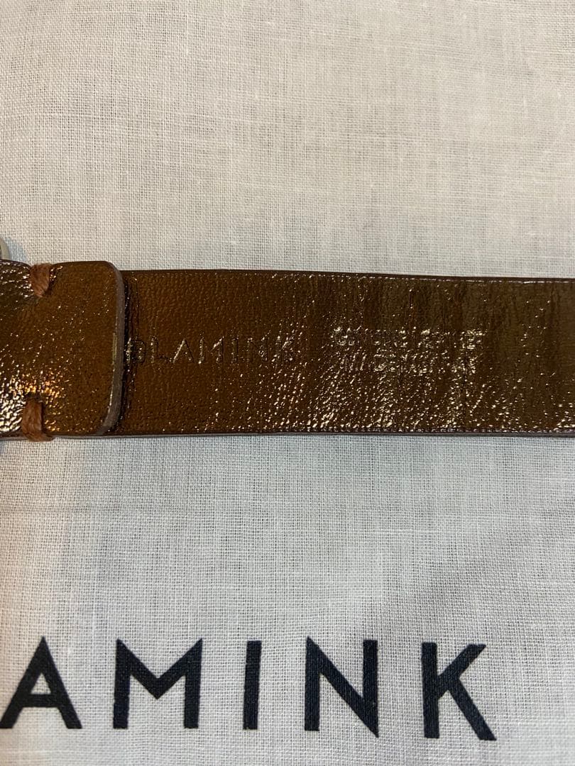 未使用）BLAMINK ナローベルト ダークブラウン メタリック やぎ皮