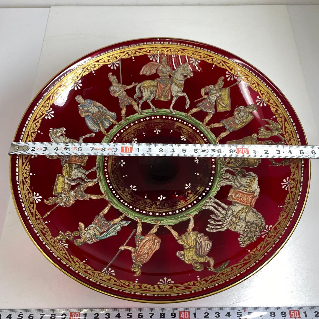 ムラーノ ベネチアングラス 人物金彩コンポート 直径25.8㎝東な7