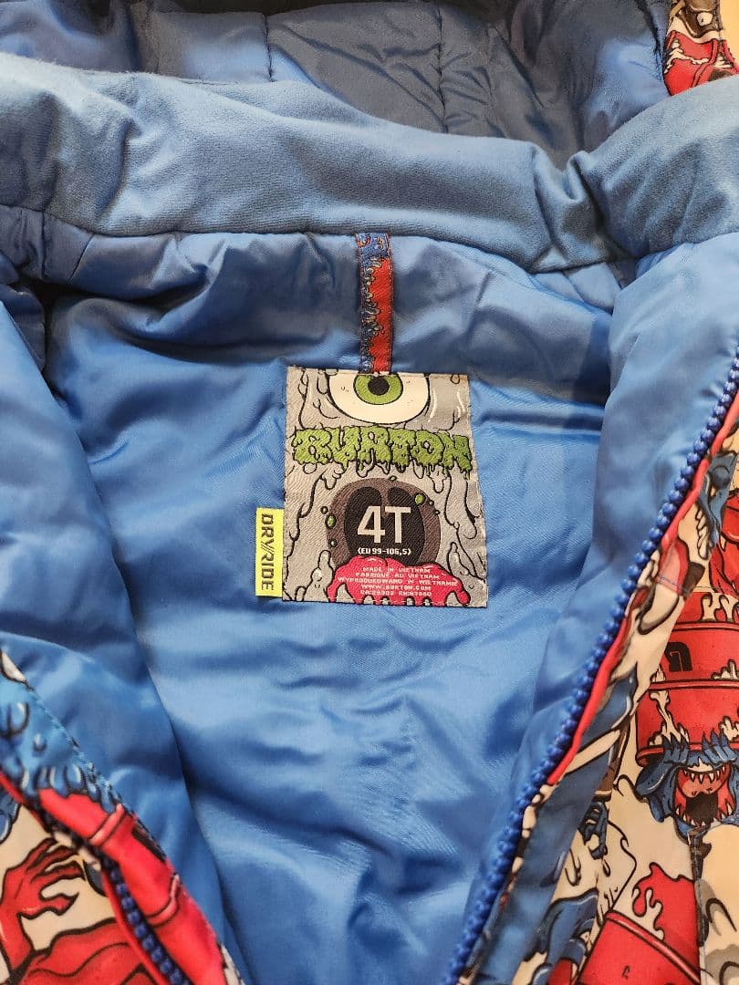 週末値下げ！BURTON キッズ モンスター柄スキーウェア つなぎ 4Tサイズ