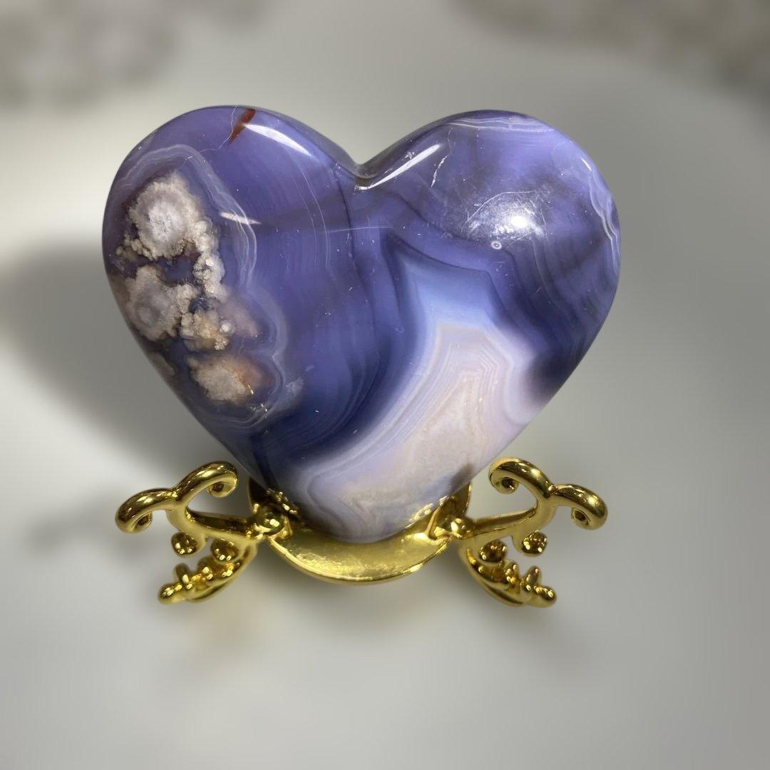 ブルー桜瑪瑙ハートアゲート（ブルーレース入り） - メルカリ