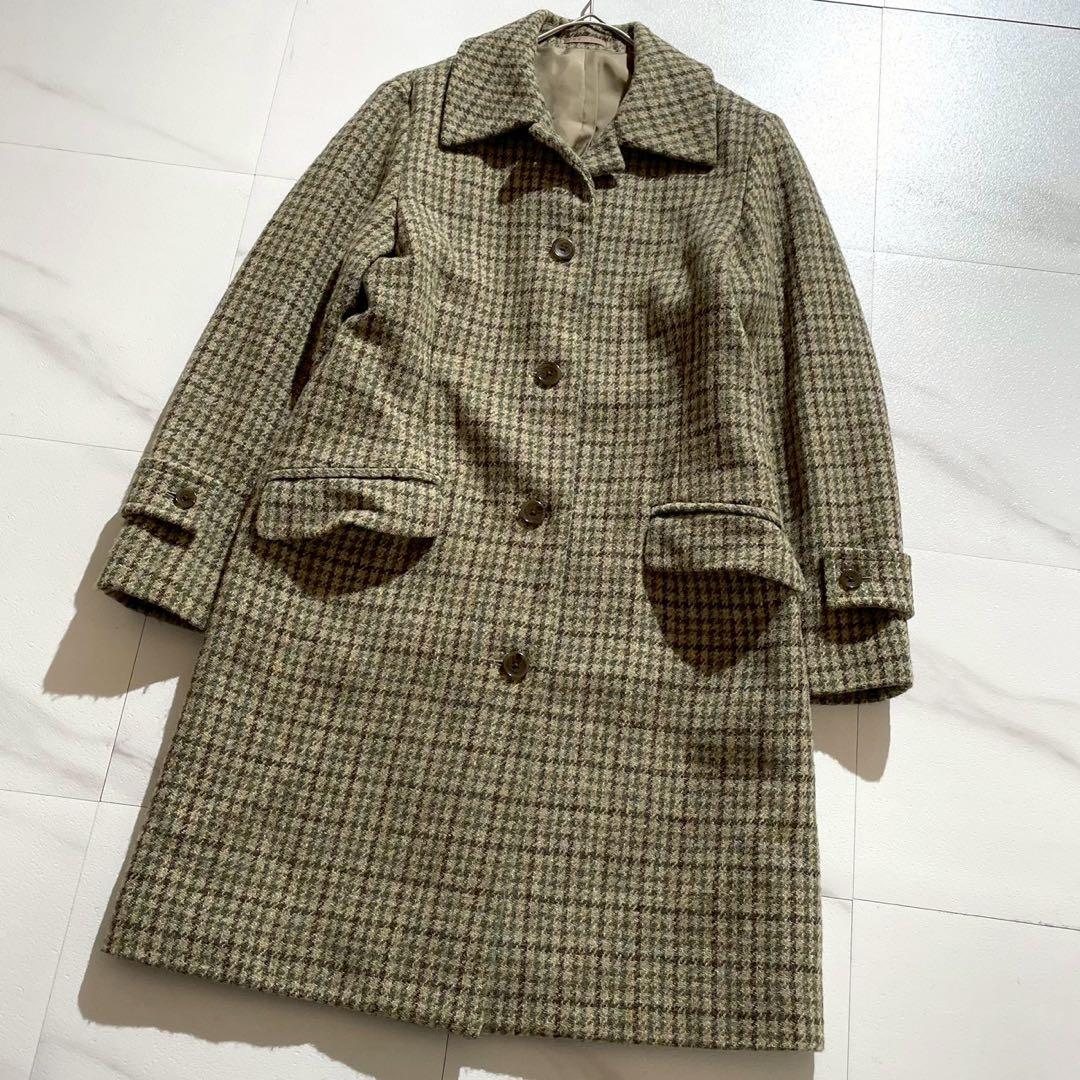 【美品✨希少】マーガレットハウエル ハリスツイード ロングコート チェック柄 M MARGARET HOWELL（マーガレットハウエル） マーガレットハウエル