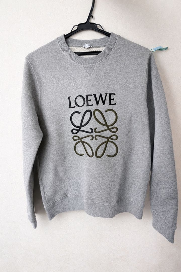 正規品　LOEWE グレー スウェット トレーナー LOEWE ロゴ入り トレーナーグレー M