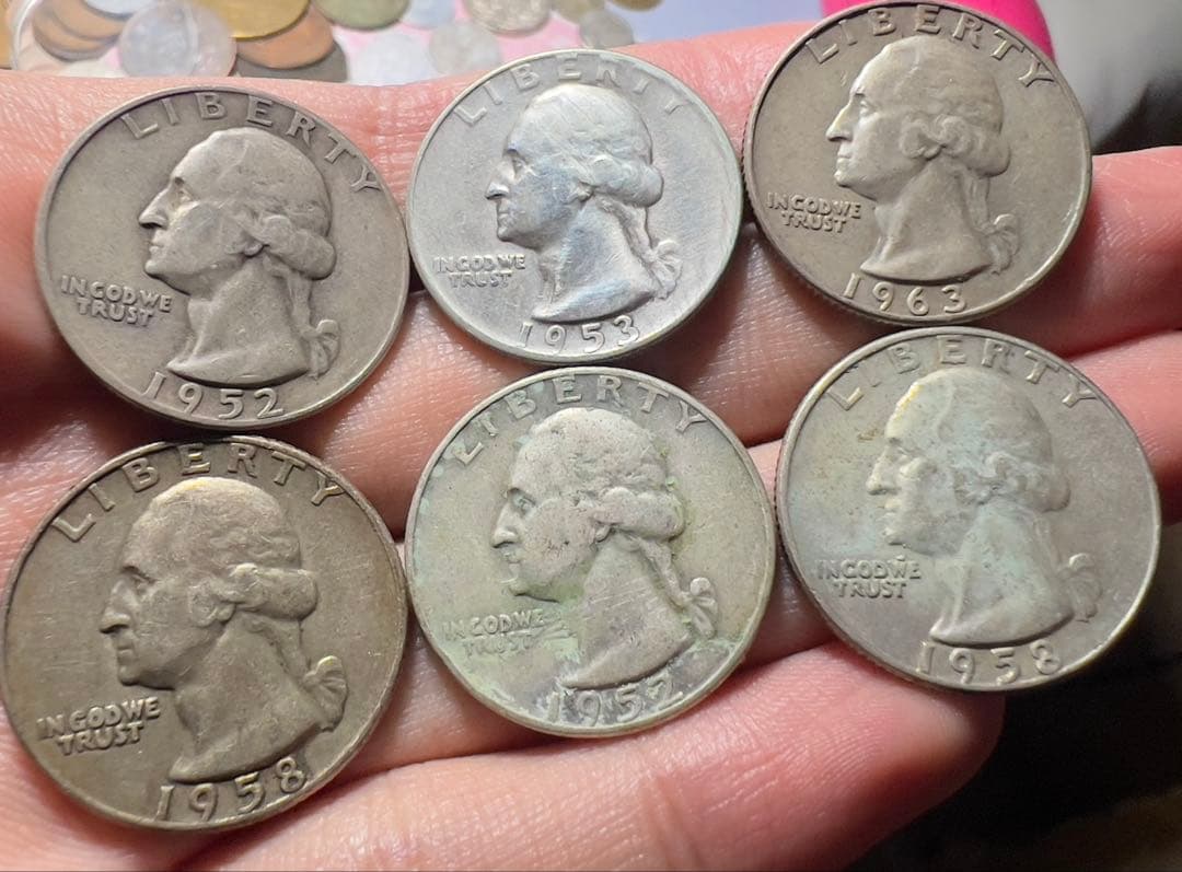 アメリカ　USA 25セント　銀貨　おまとめ6枚　美品　まとめ買い大歓迎 アメリカ2造幣局発行『ザ・ビューティフル25セント硬貨全56種