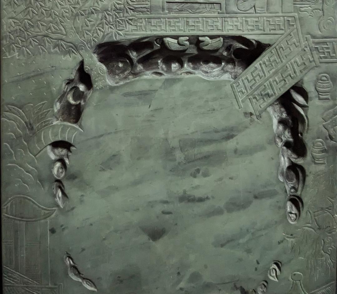 蘭亭硯】◇五台山緑石の特大加厚硯◇群微点状