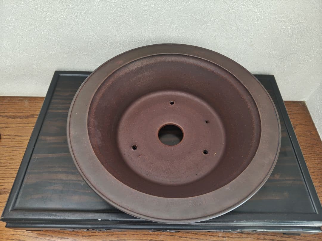 陶器 形鉢 足付き 中央穴あり 豊林 落款