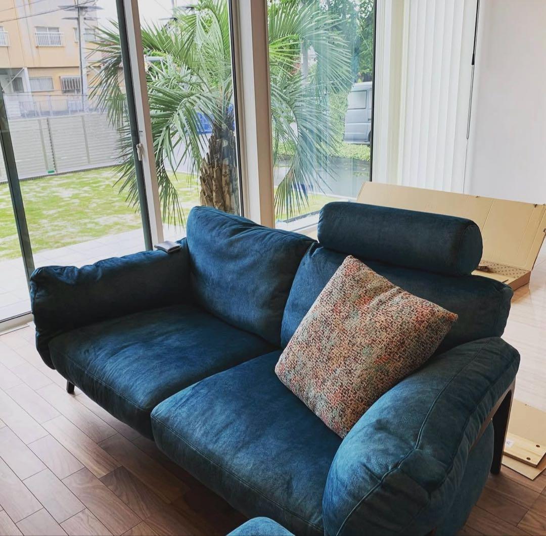 富士FURNITURE nagi 3pブルーファブリックソファ FUJI FURNITURE nagi 3P Sofa Side Cushion / 冨士ファニチア ナギ 3人