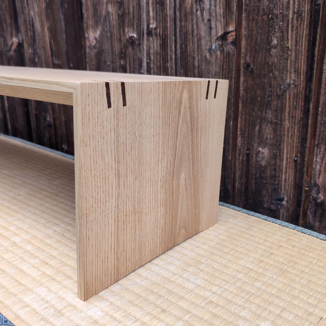 栗板のシンプルな置台 コの字 コレクションラック 花台 無垢板の家具