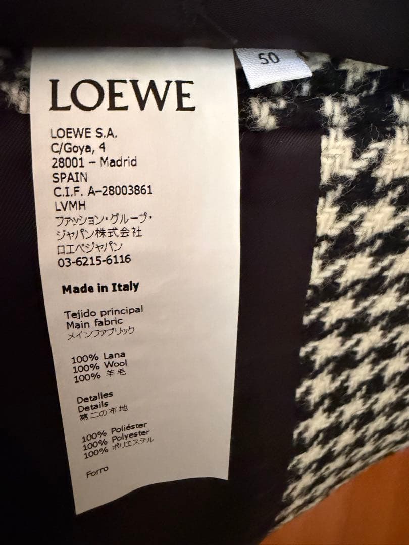 LOEWE ロエベ メンズ千鳥格子柄2Bテーラードジャケット