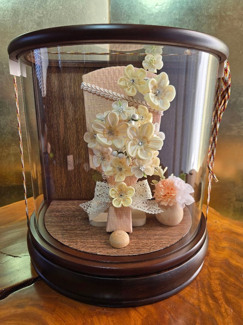 【一点限り】正月飾り　羽子板　ケース飾り　H57 つまみ羽子板ケース飾り 7号 アクリルケース 5EH-52-Z | 羽子板