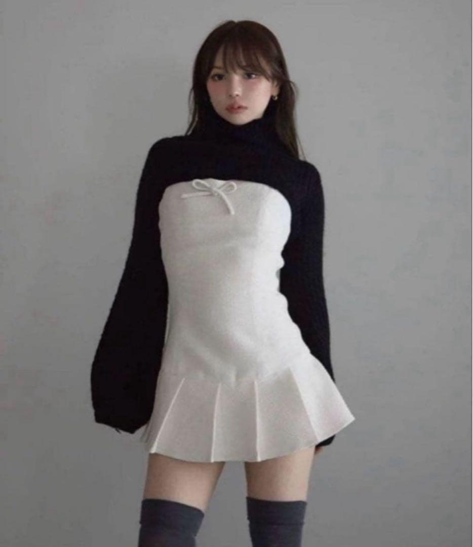 andmary アンドマリーTwiggy tweed mini dress ANDMARY】Twiggy tweed mini dress