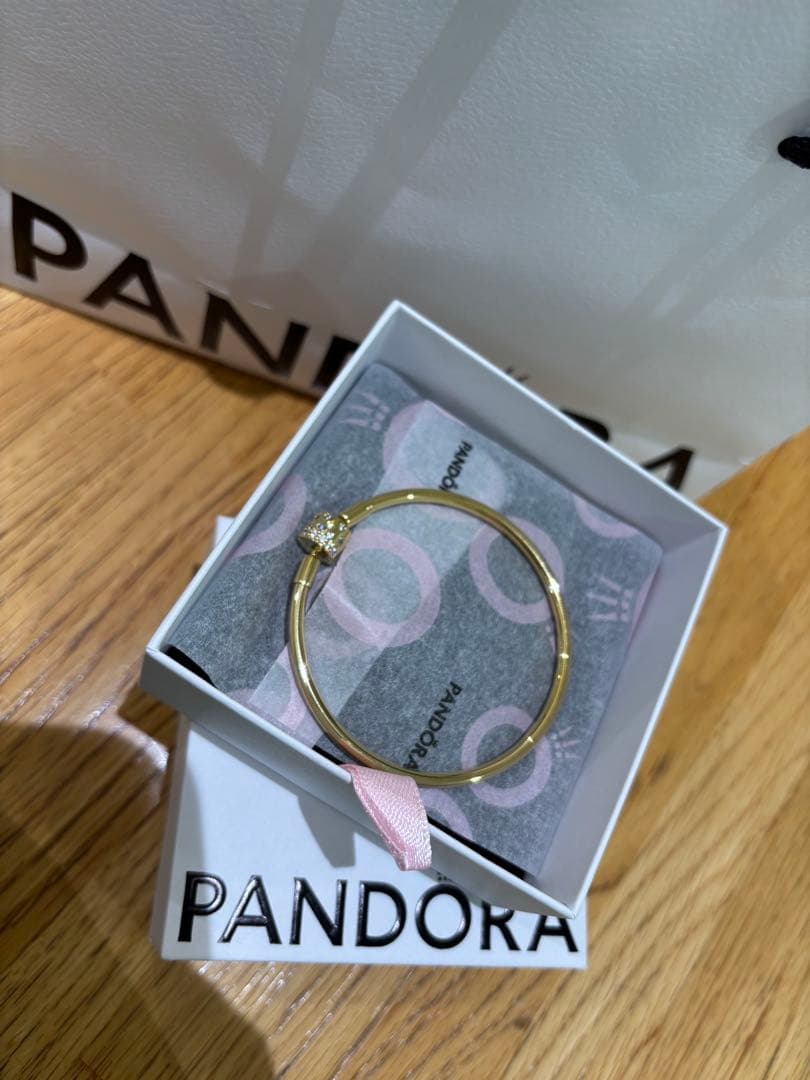 PANDORA 14Kゴールドプレーティング バングル ブレスレット - メルカリ