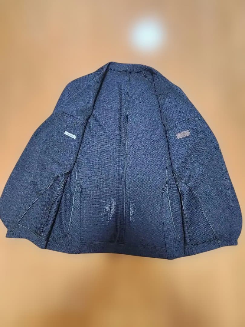 ハウンドトゥース テーラードジャケット48 ネイビー - メルカリ