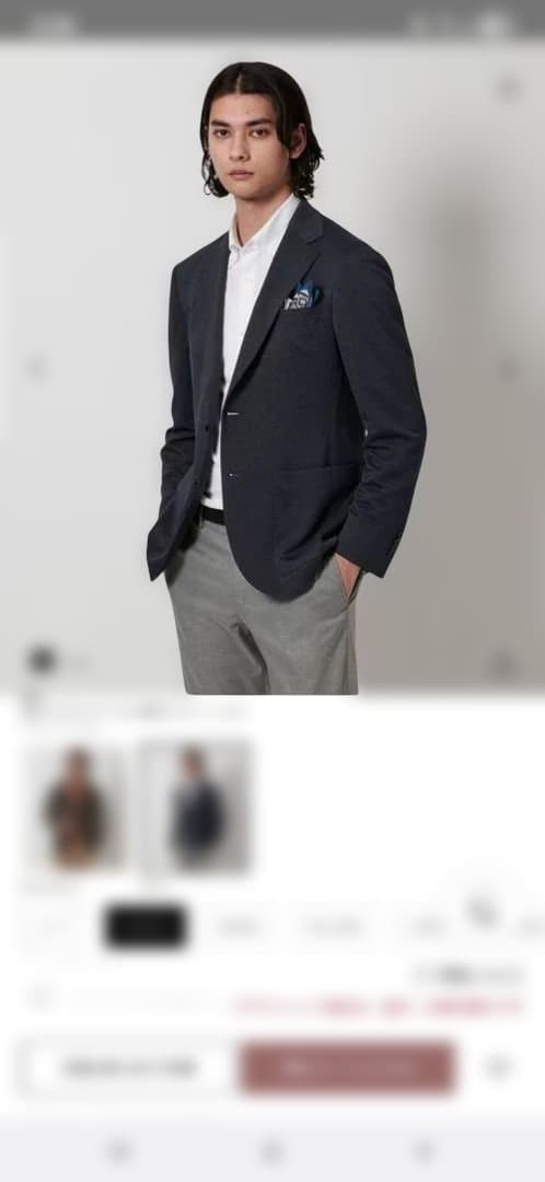 ハウンドトゥース テーラードジャケット48 ネイビー - メルカリ