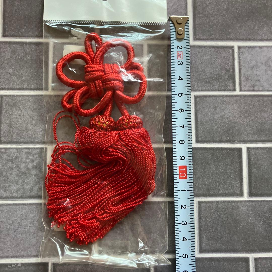 菊結び房 3寸 赤 2個セット タッセル紐組 車内アクセサリー 飾り房