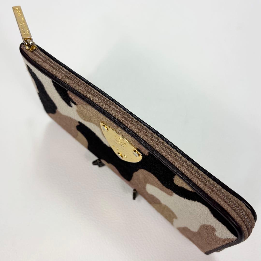 希少✨アタオ リモ ハラコ 長財布 迷彩 カモフラ ミリタリー ベージュ