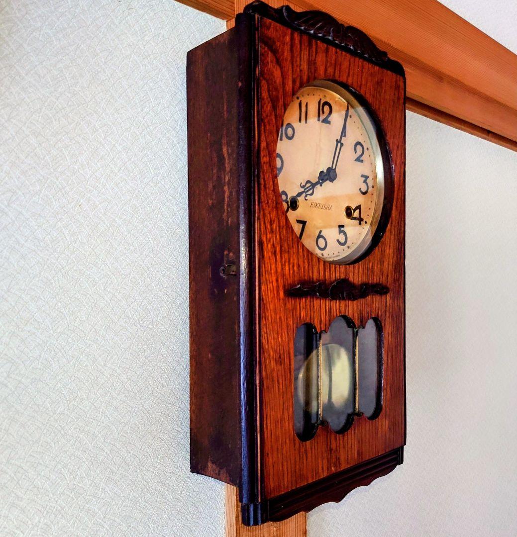 完動・美品〉栄計舎 OCCUPIED JAPAN 箱型ゼンマイ振り子時計