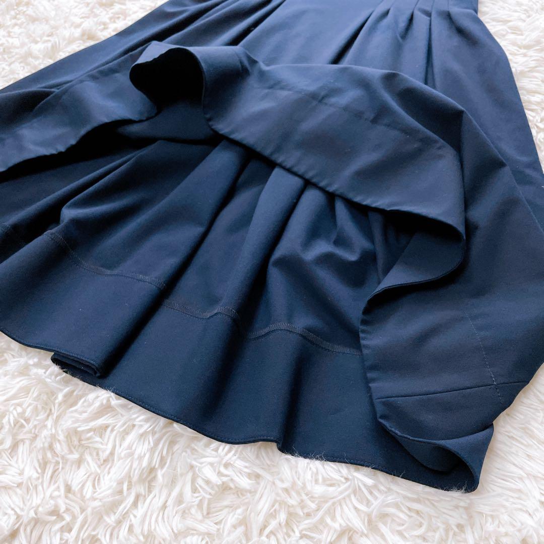 美品✨フォクシー タキシードコルティ ワンピース 白襟 プリーツ