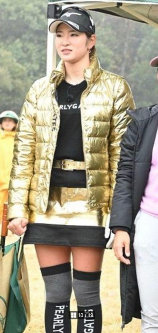 希少 ゴールド》パーリーゲイツ ダウンジャケット 3way ロゴ刺繍 3