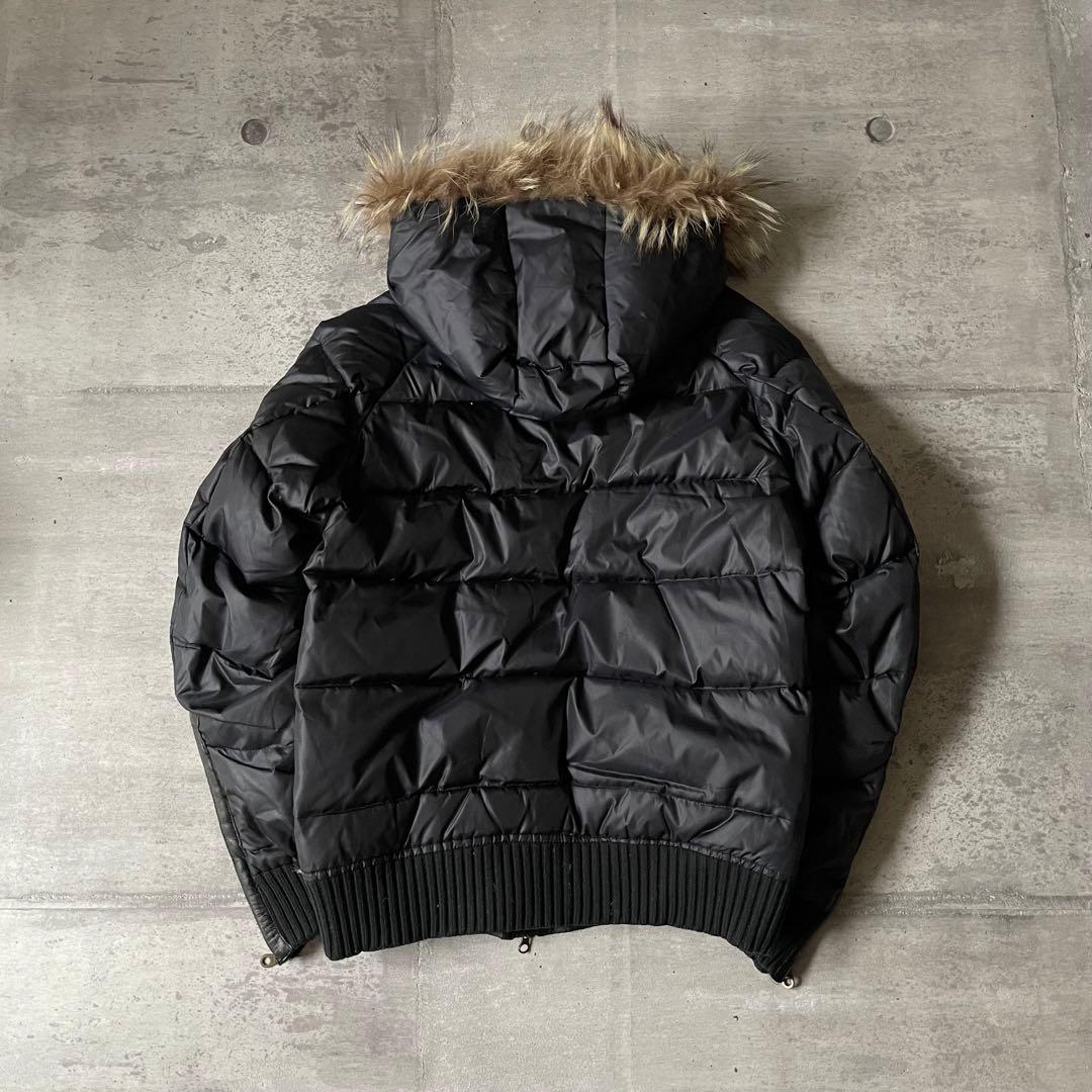 y2k ファーダウンジャケット レザー 短丈 光沢 平成 ギャル男