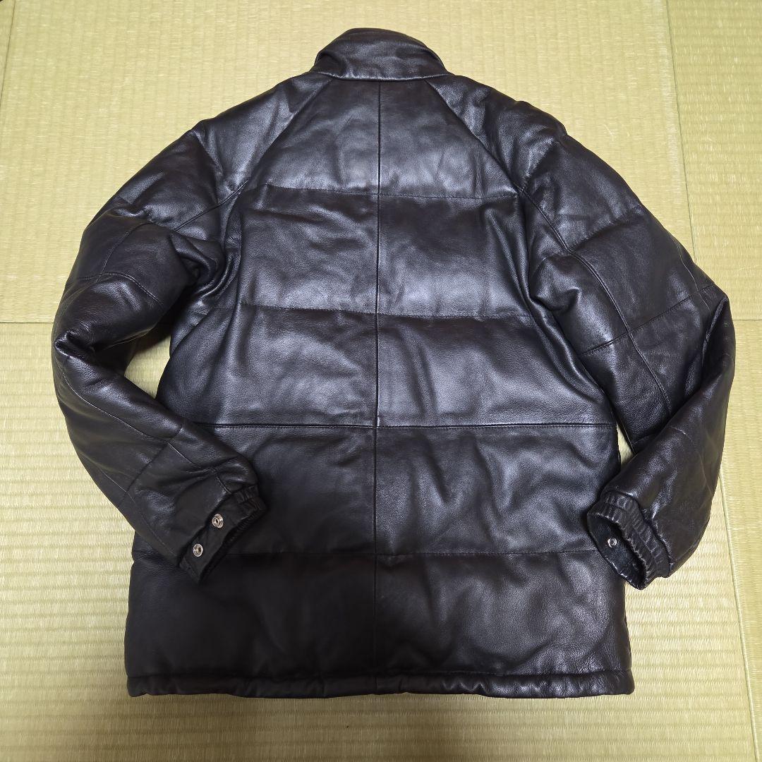 希少 リゲル RIGEL ダウン ジャケット レザー メンズ サイズS 羊革 黒