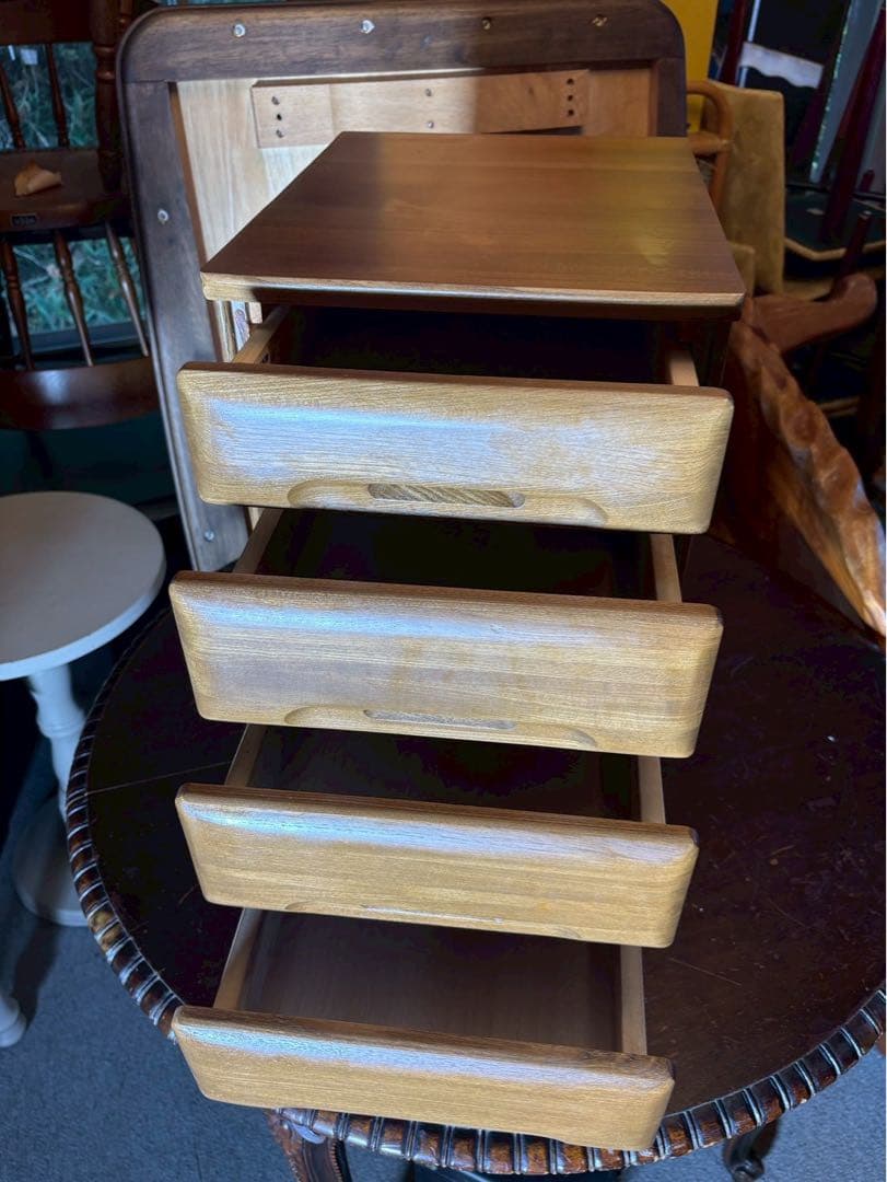 マルヨシ民芸家具 天然木 4段チェスト 小引き出し 当時物 昭和レトロ