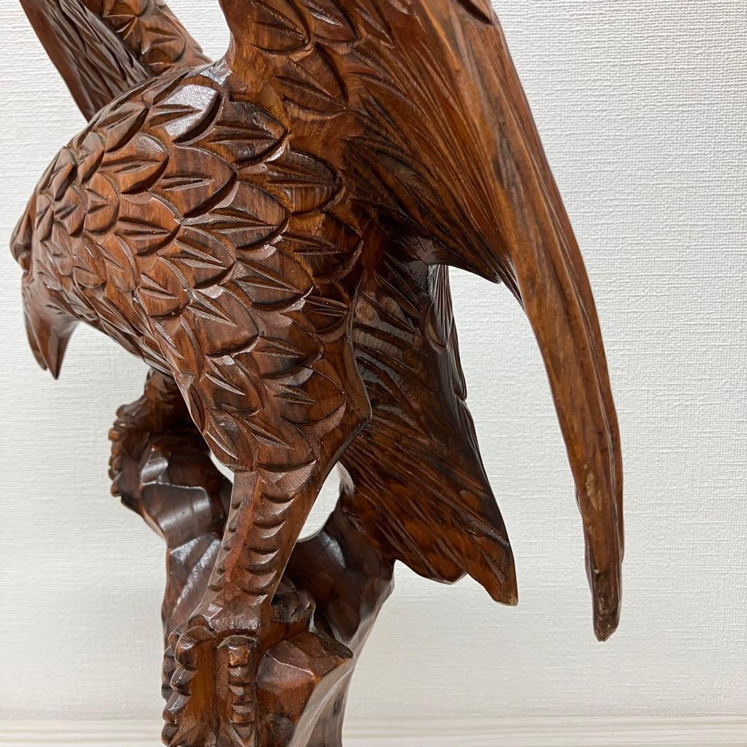 木彫り/鷹/鷲/美術品/オブジェ/アンティーク/彫刻】置物 木製彫刻