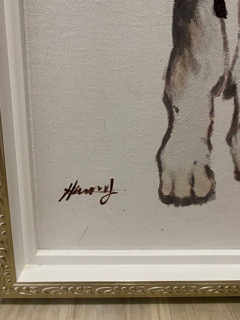 絵画 オイルペイントアート ベストフレンド 油絵 犬 猫 ダルメシアンの