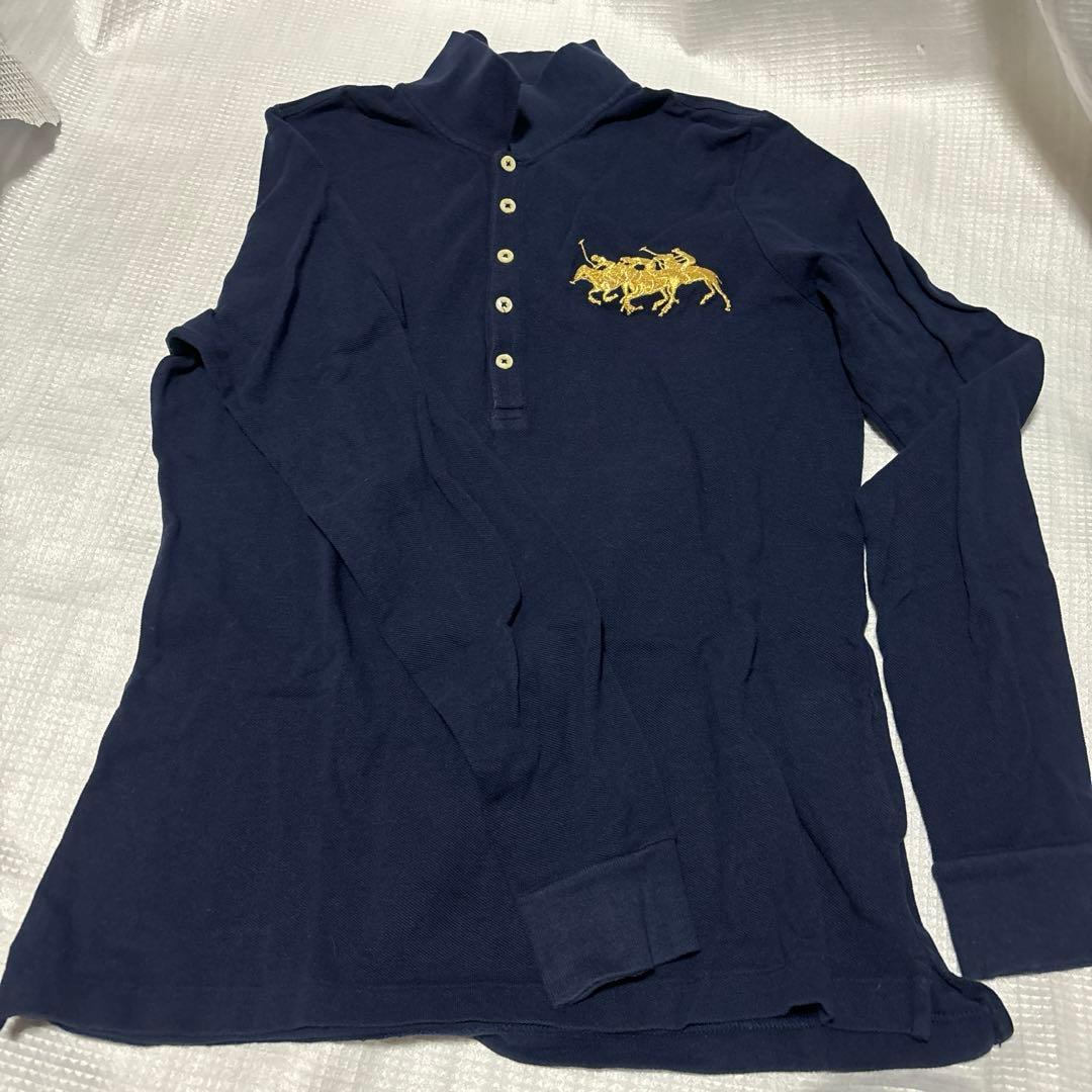 ラルフローレン　レディース　ポロシャツ　長袖　ネイビー　XL POLO RALPH LAUREN（ポロ・ラルフローレン） ポロシャツ ポロ ケーブル