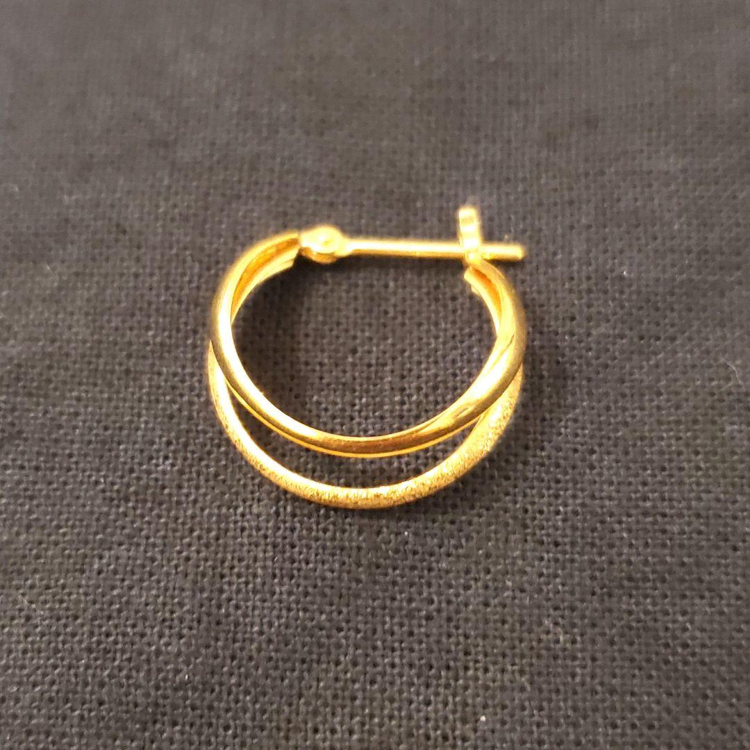 K18イエローゴールド ダブルリング ピアス(片耳用) VALUABLE