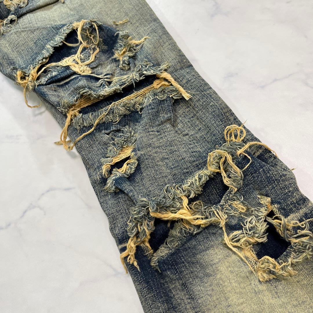 valabasasバラバサス ハードクラッシュスタックフレアデニム 新品 30