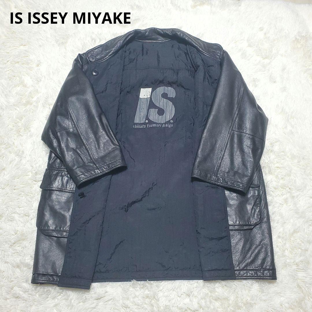 80s ISSEY MIYAKE バルマカーンコート レザーカラー ビンテージ ISSEY