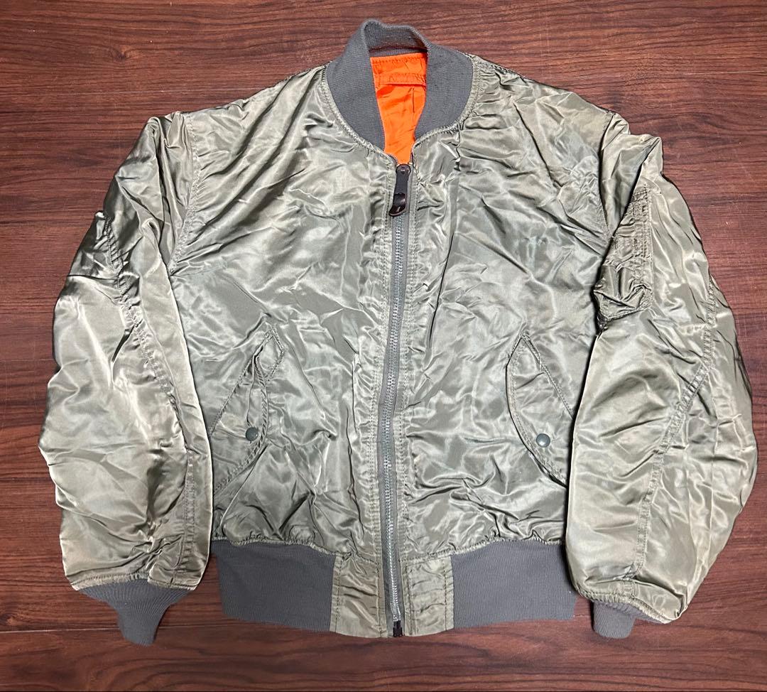 旧タグ・USA製/アルファインダストリーズ MA-1 フライトジャケット L