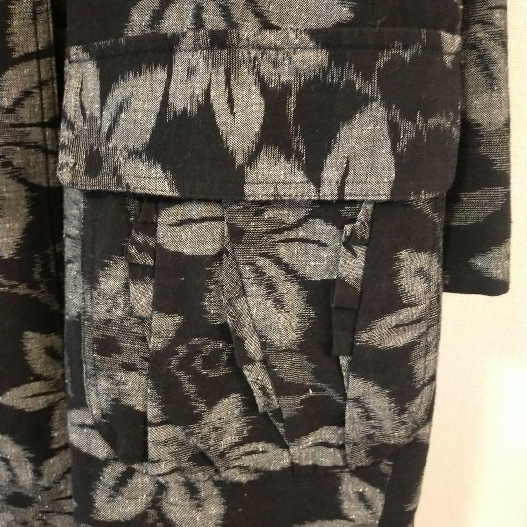 儀右ェ門ギエモン 花柄 黒 ロングコート 久留米絣 - メルカリ