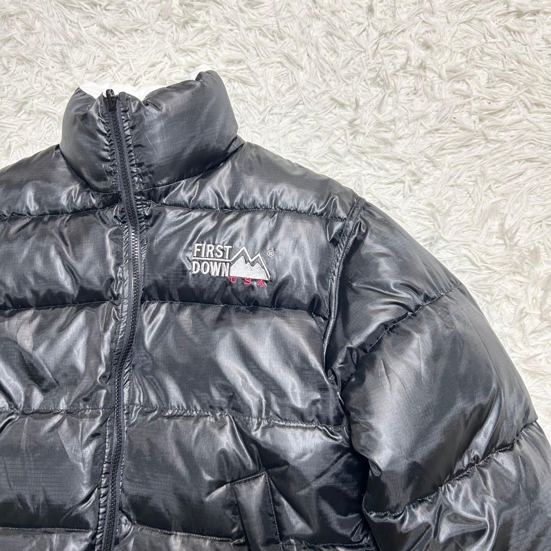 美品 ファーストダウン ダウンジャケット リバーシブル 黒 白 肉厚