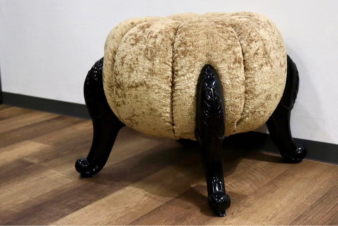 GMHH489H○パンプキンスツール アンティーク調 猫脚 ファブリック オット パンプキンスツール かぼちゃ チェア オットマン アンティーク調