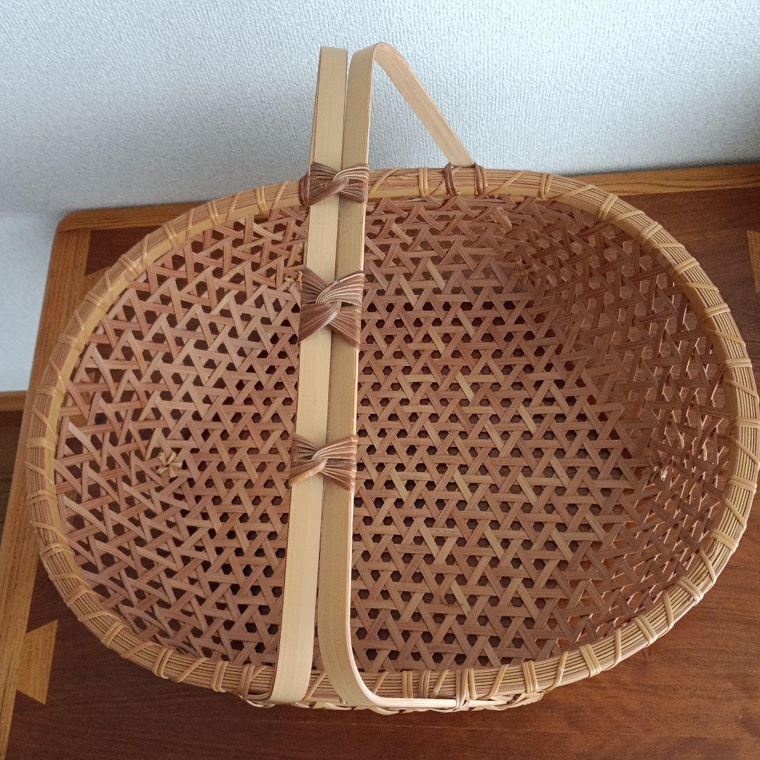 竹製籠 宮崎 作家物 竹細工 バスケット 大きめかご 天然素材 亀甲