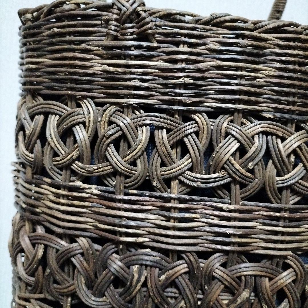 つるかご 巾着付 工芸品 ヴィンテージ 黒葛 くろかずら