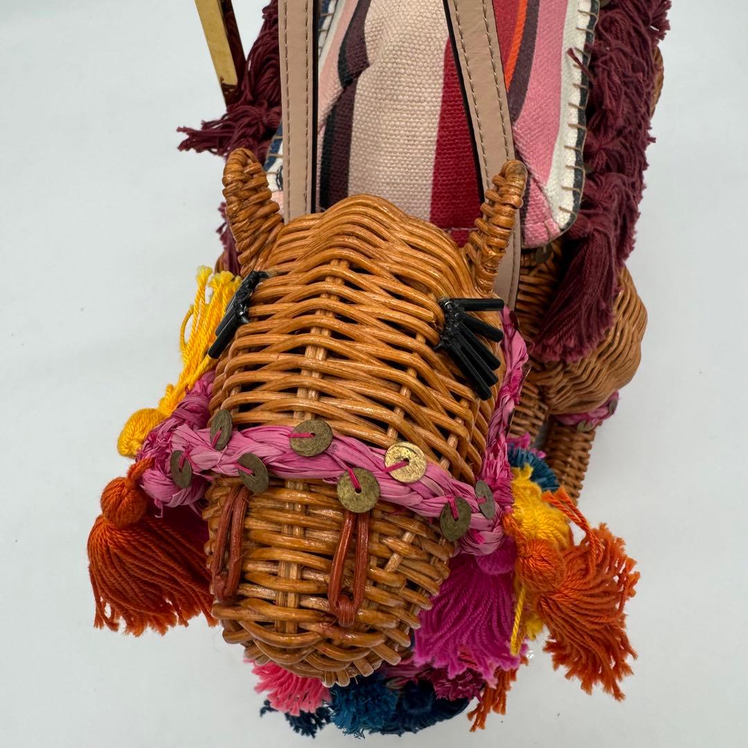 稀少】 ケイトスペード ラクダ らくだ ハンドバッグ ラタン タッセル