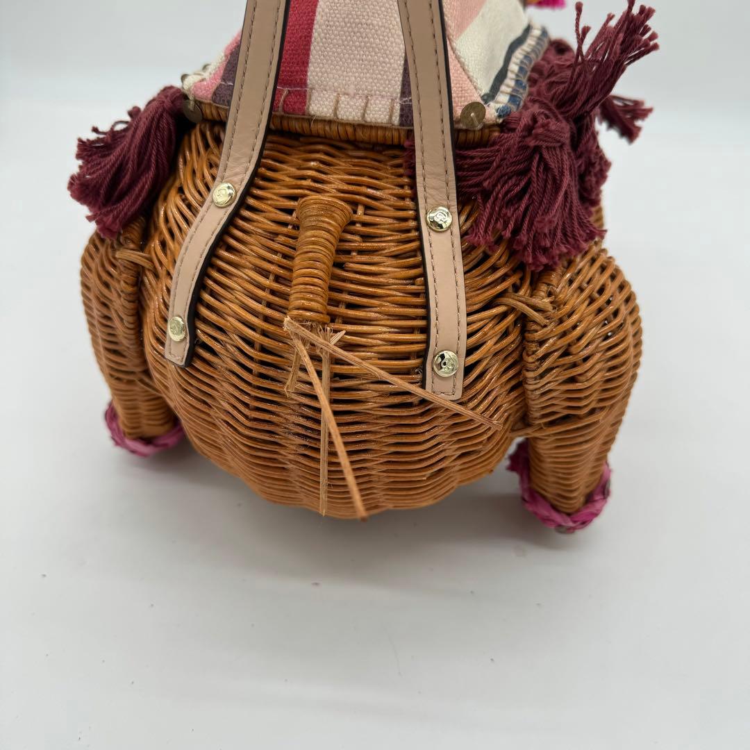 稀少】 ケイトスペード ラクダ らくだ ハンドバッグ ラタン タッセル