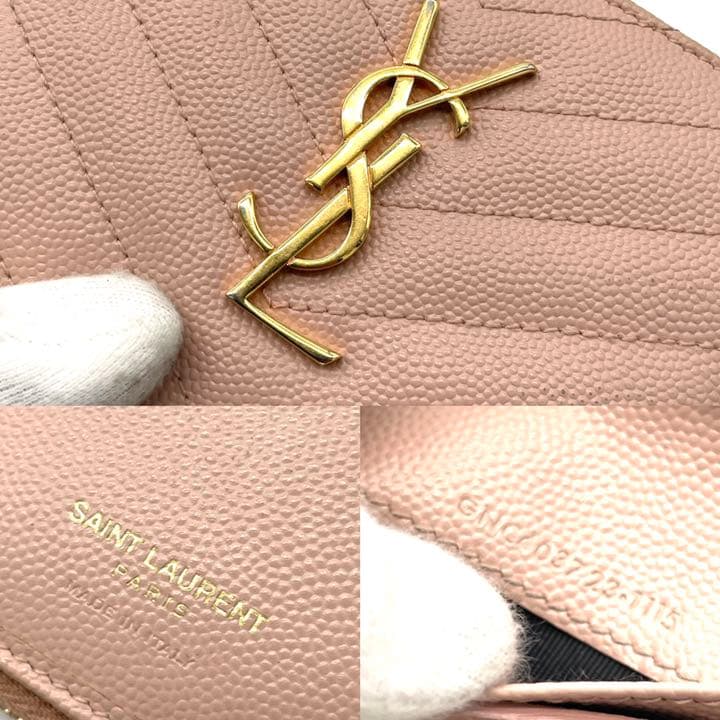 付属品完備】 サンローラン カサンドラ 二つ折り財布 キャビアスキン