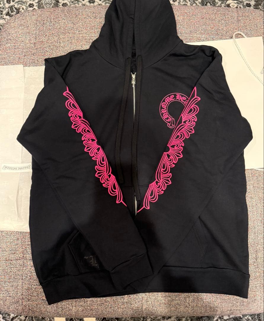 クロムハーツ ジップアップ パーカー ピンク フローラル ホースシュー