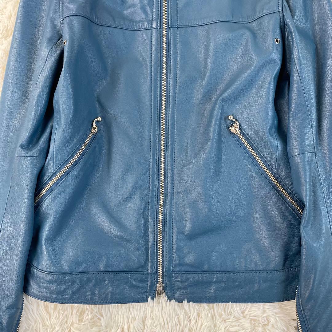 希少カラー ユナイテッドアローズ 山羊革 シングルライダース 青