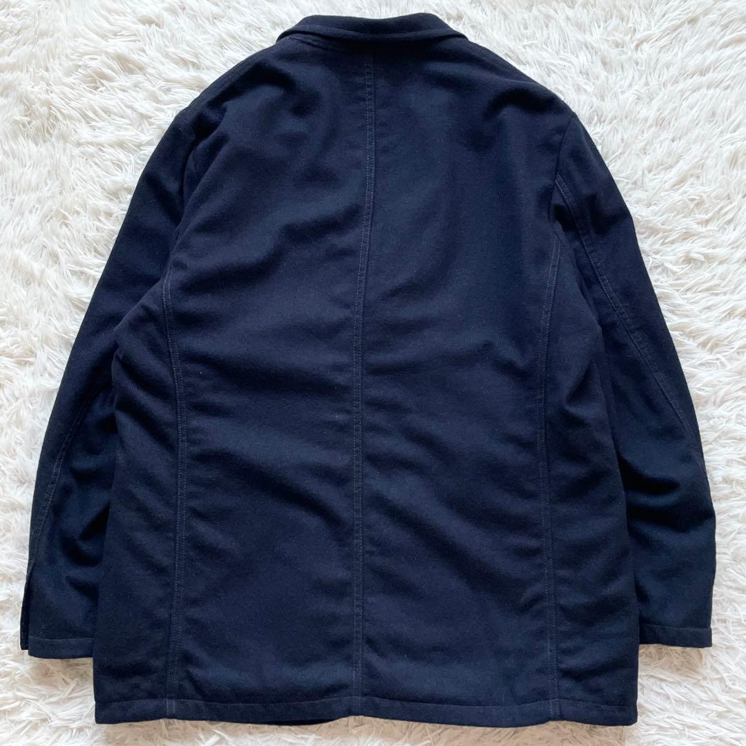 美品 XLサイズ CAHLUMN ウールフランネルジャケット 長谷川昭雄 紺