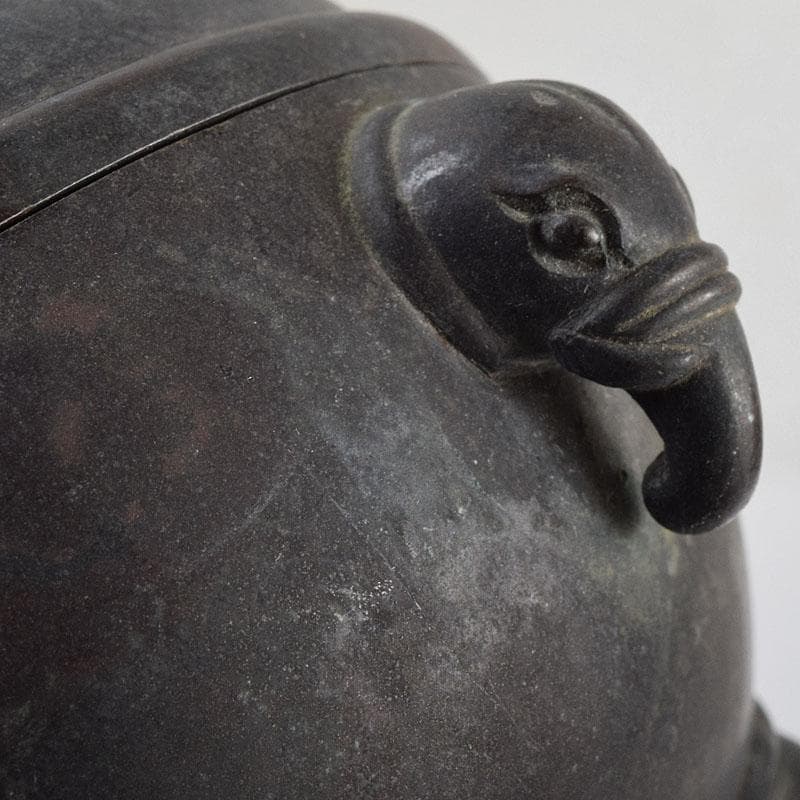 中国 古銅 象摘三つ足香炉 T90刻印 象香炉 二点まとめて