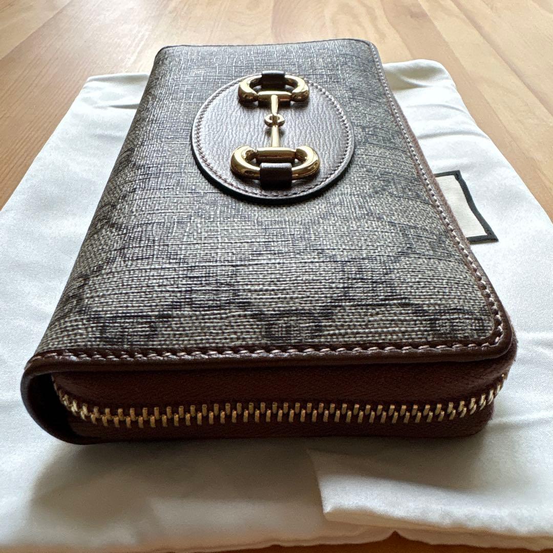 GUCCI ホースビット 1955 ラウンドファスナー長財布 ベージュ