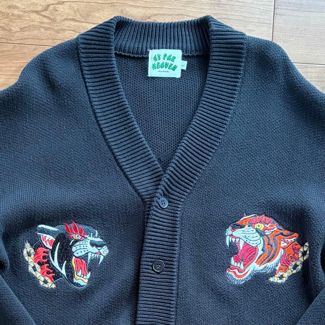 チュウカタベタイ　カーディガン　ブラック　L TIGER KNIT cardigan / black | チュウカタベタイ