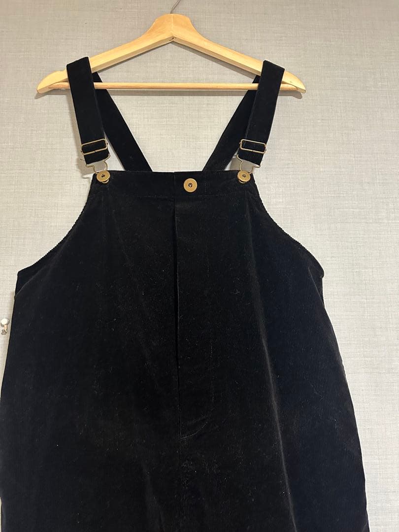 Unliens ブラック コットンサロペット ワイドレッグ